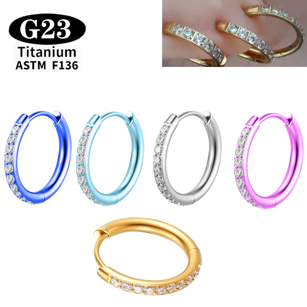 Body Piercing Quality Jewelry - ASTM F136 G23 Titanium arring CZ