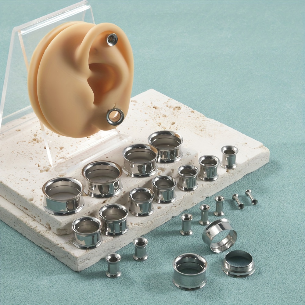 Body Jewelry Gauges - 1 Pair/12 Pairs Set Stainless Steel
