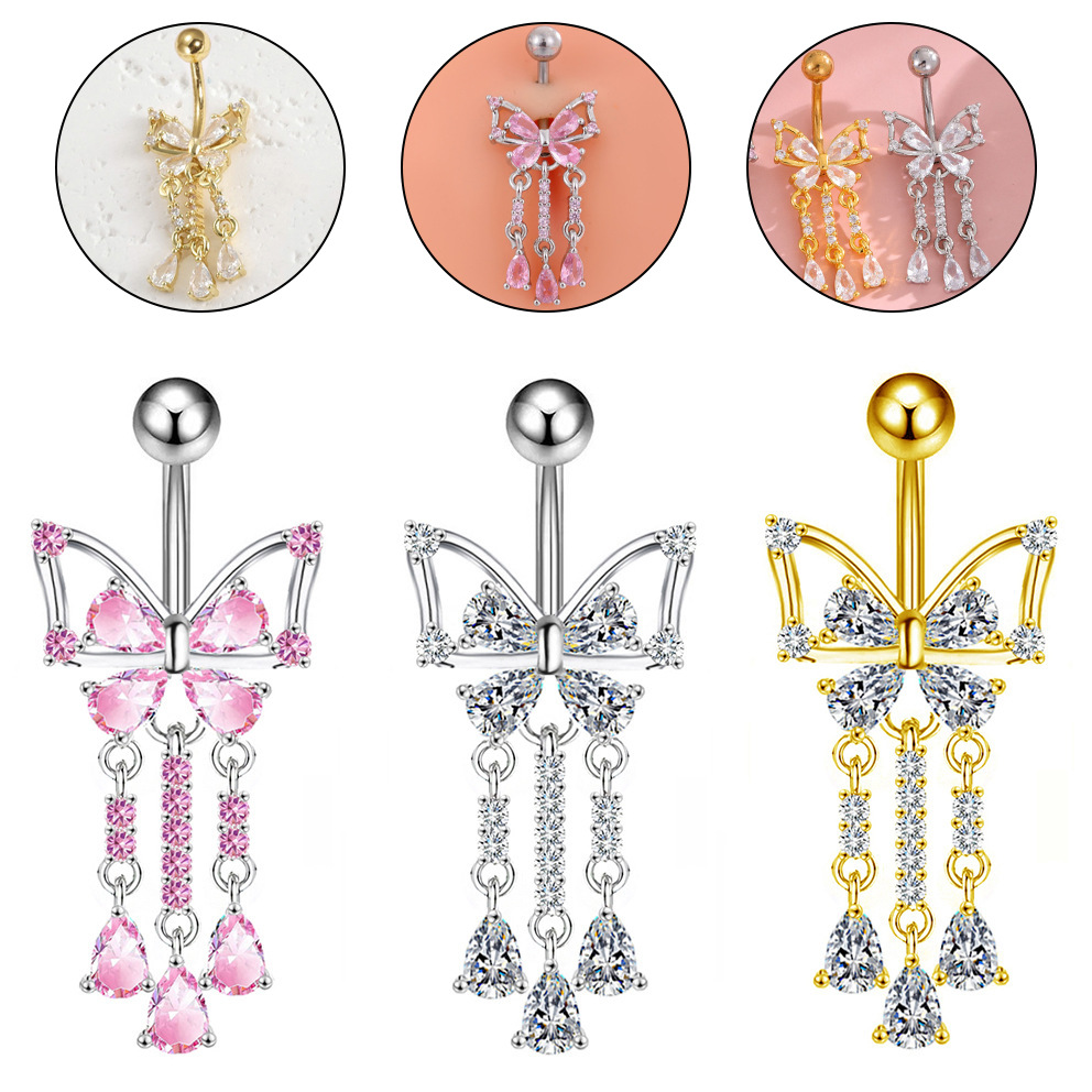 Body Piercing Quality Jewelry - High Quality Copper With CZ Butterfly