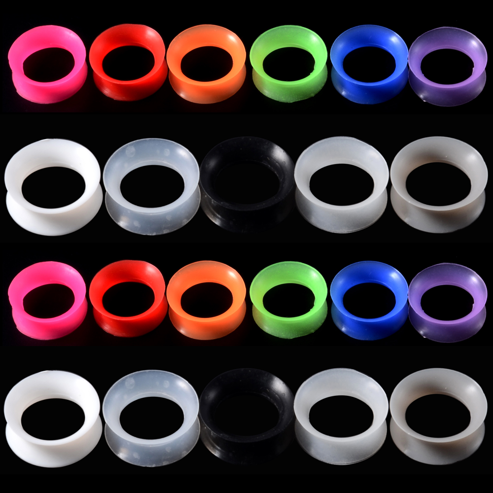 Body Jewelry Gauges - 2 Nút Tai Silicon Và Đường