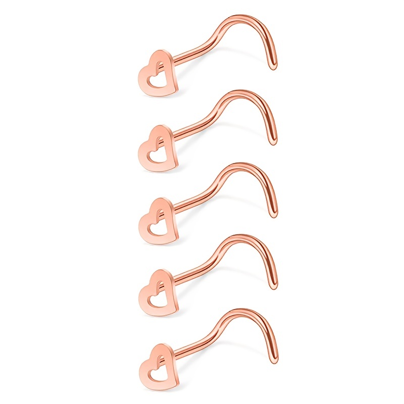 5pcs Hollow Heart Nose Stud Se - đánh giá và giá Nostril Screw Pin