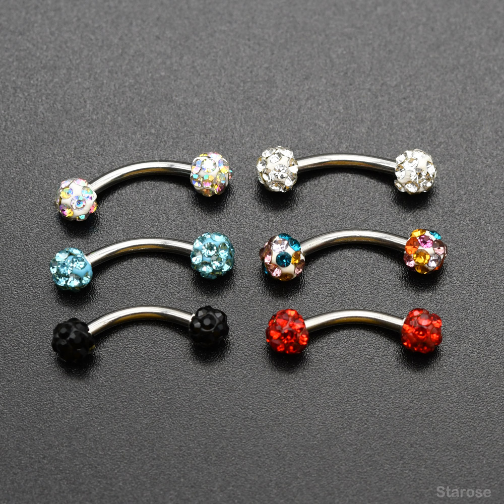 2Pcs 4mm Crystal Ball Curved B - đánh giá và giá Nipple Bar Curved