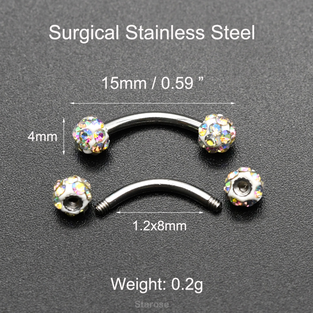 2Pcs 4mm Crystal Ball Curved B - đánh giá và giá Nipple Bar Curved