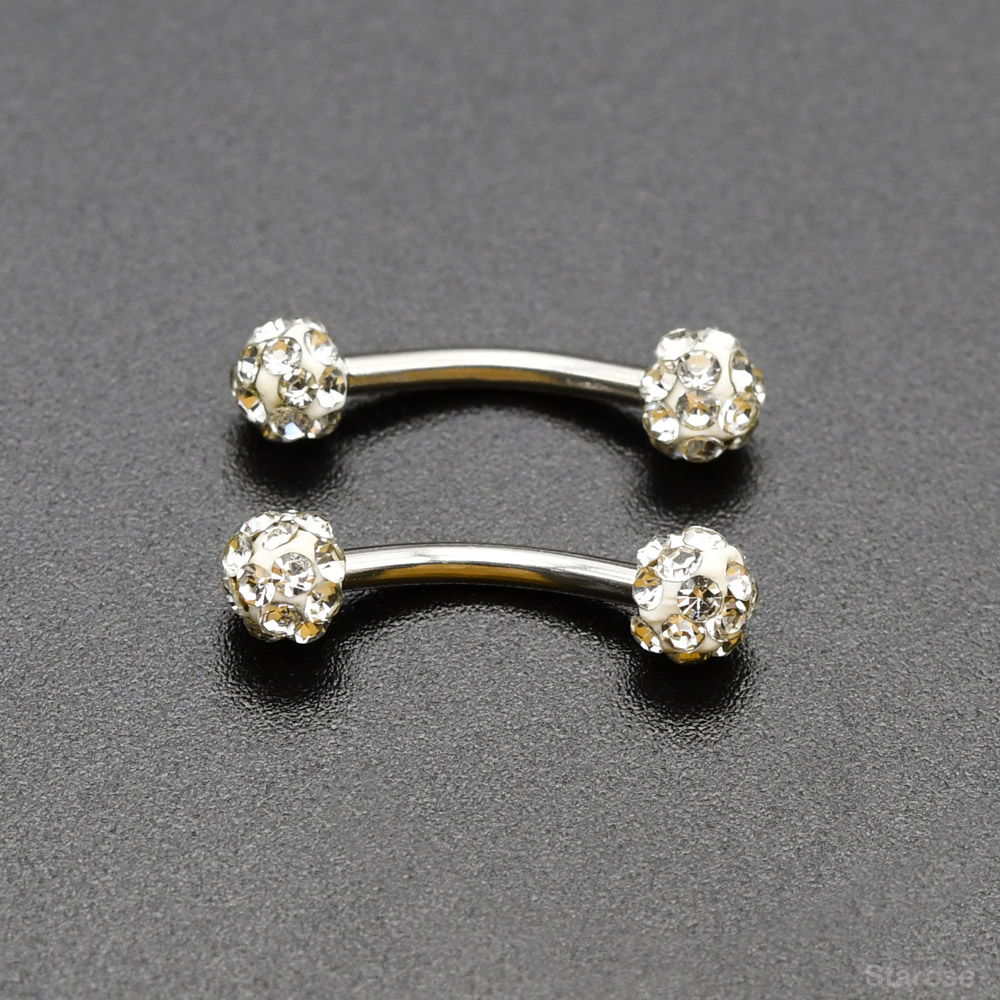 2Pcs 4mm Crystal Ball Curved B - đánh giá và giá Nipple Bar Curved