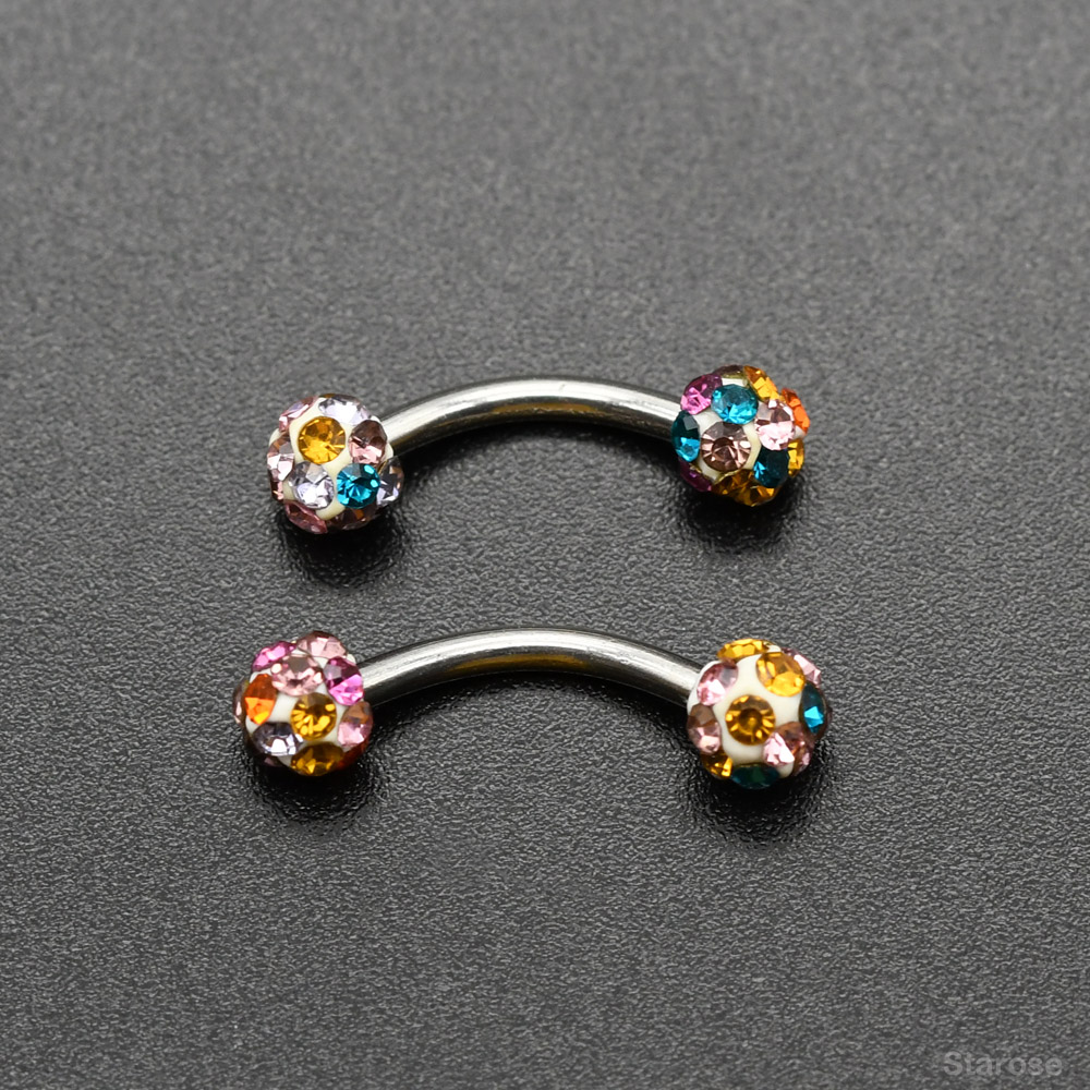 2Pcs 4mm Crystal Ball Curved B - đánh giá và giá Nipple Bar Curved