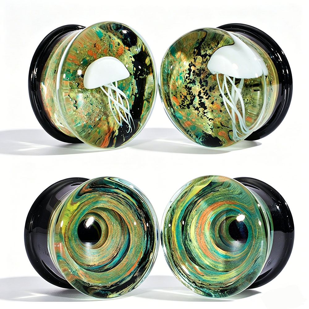 Pair Quality Glass Vortex Ear  - đánh giá và giá Body Piercing Quality Jewelry