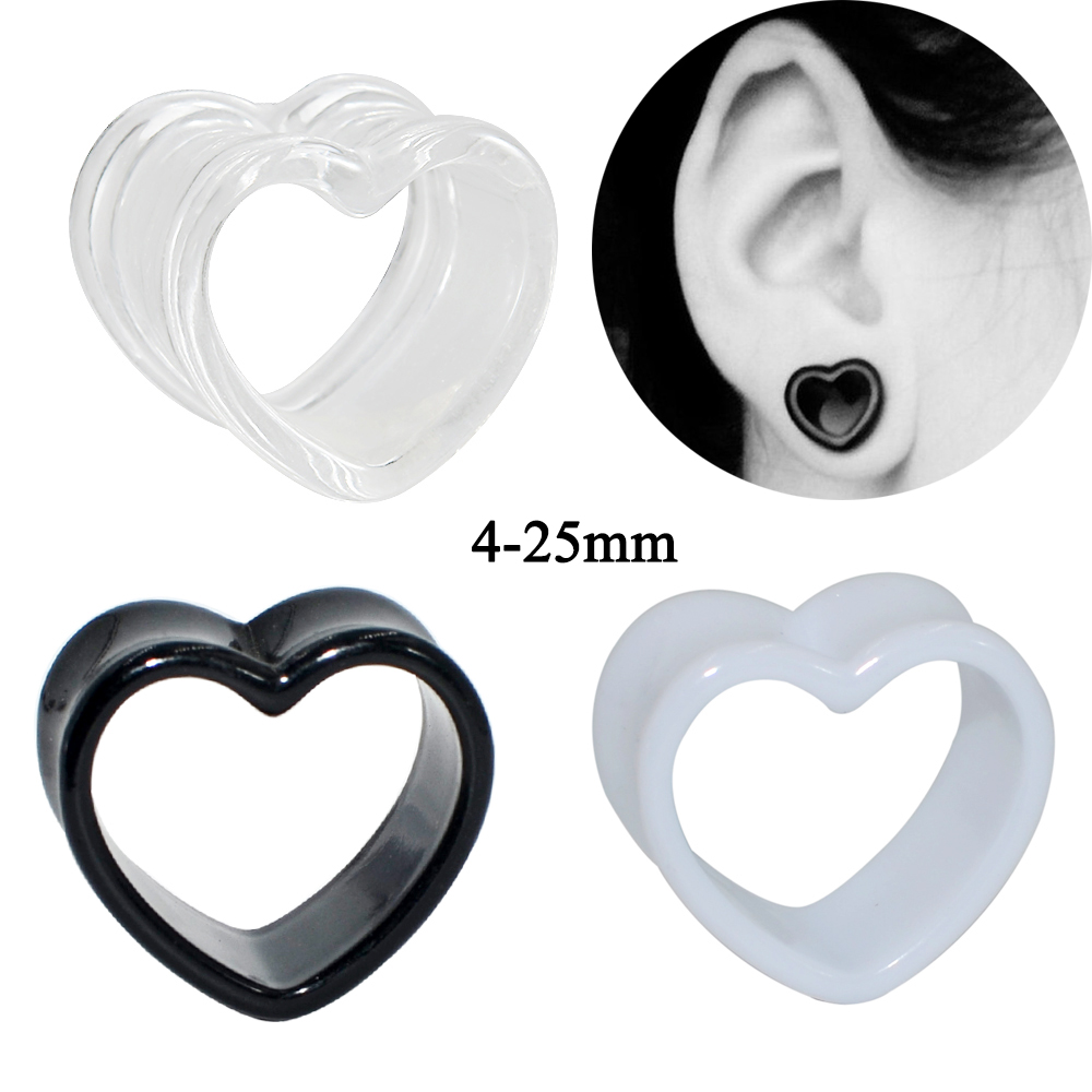 Acrylic Love Black White Heart - đánh giá và giá Body Jewelry Gauges