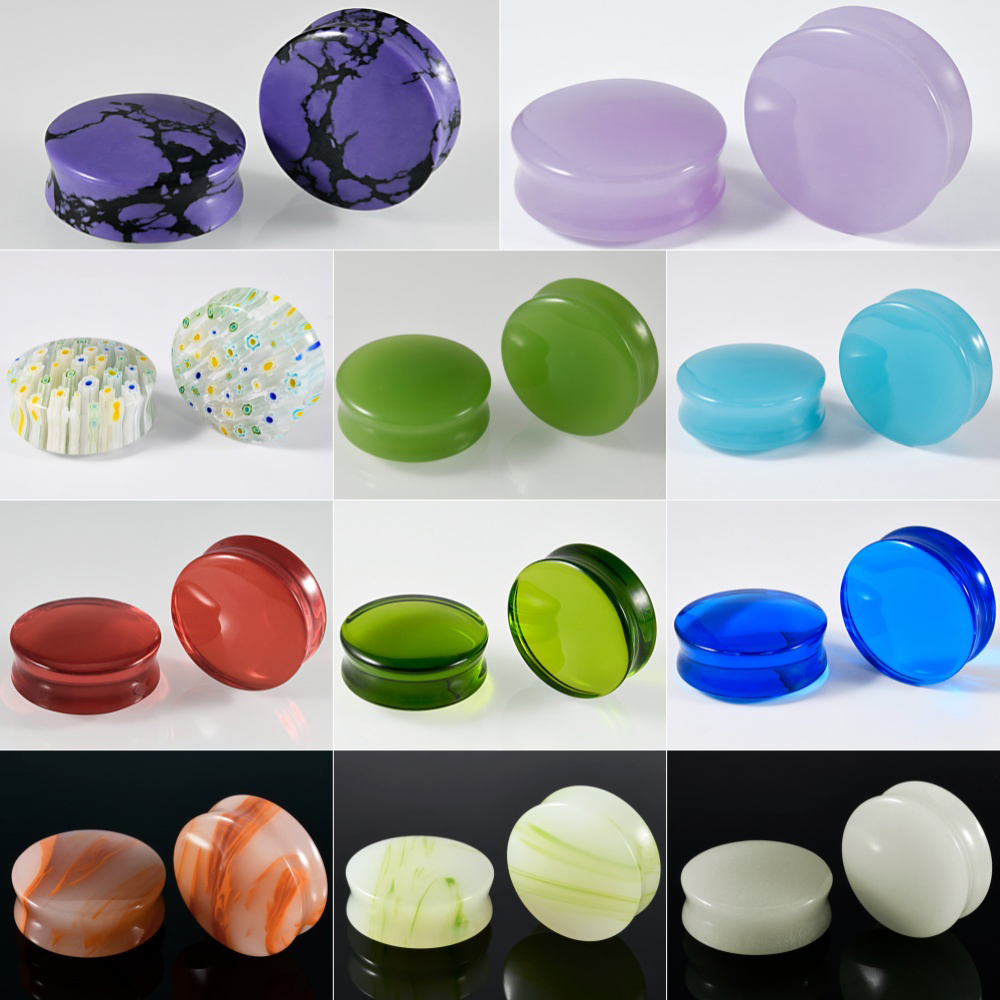 1/2/22PCS Glass&Stone Round Ea - đánh giá và giá Body Jewelry Gauges