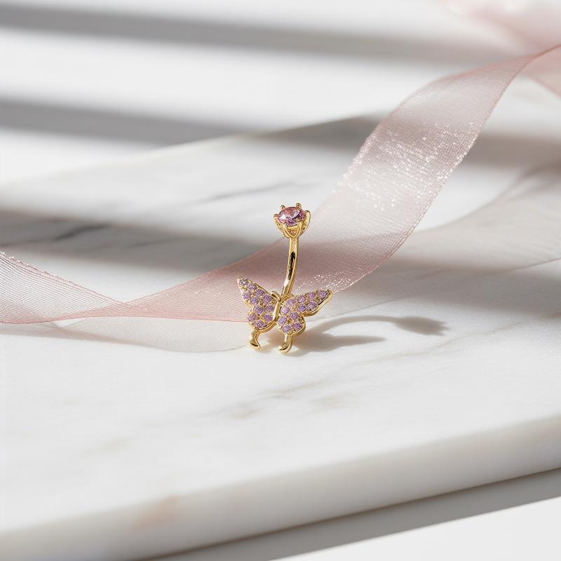 Butterfly Zircon Belly Button  - đánh giá và giá Body Piercing Quality Jewelry
