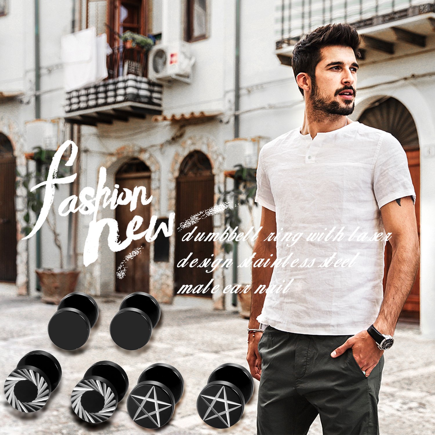 2Pcs/6Pcs Black Stainless Stee - đánh giá và giá Body Jewelry Ear Gauges