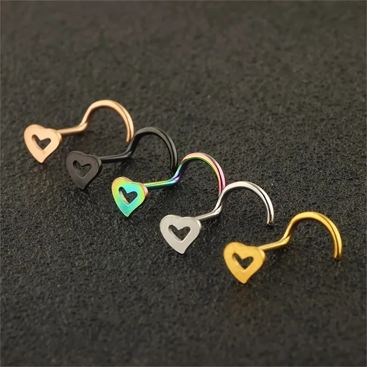 5pcs Fashion Hollow Heart Stai - đánh giá và giá Nostril Screw Pin