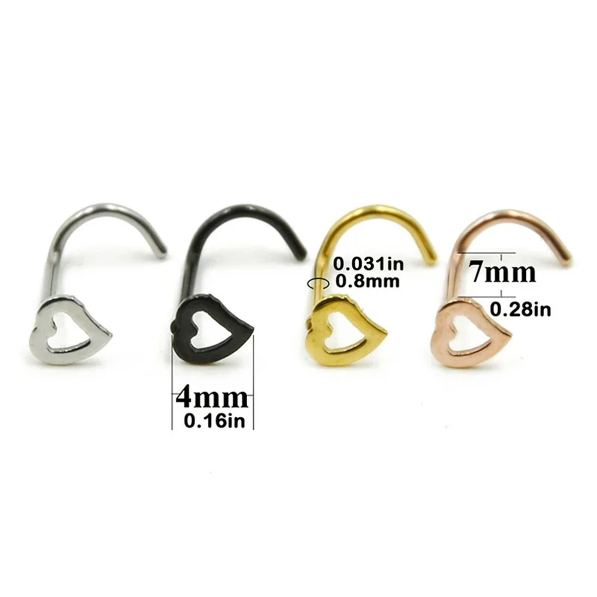 5pcs Fashion Hollow Heart Stai - đánh giá và giá Nostril Screw Pin