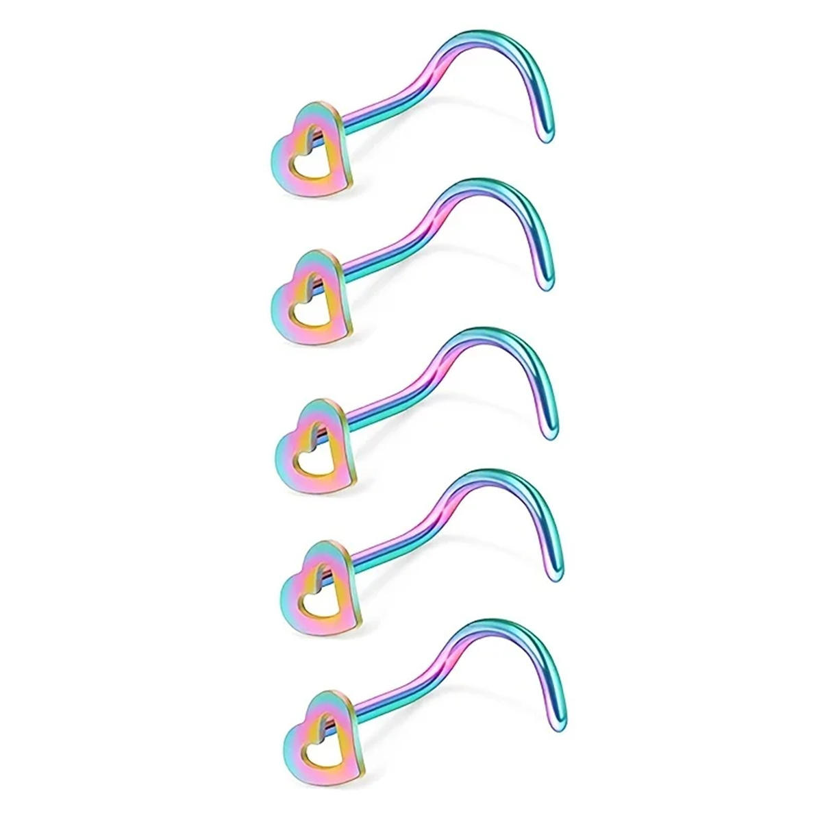 5pcs Fashion Hollow Heart Stai - đánh giá và giá Nostril Screw Pin