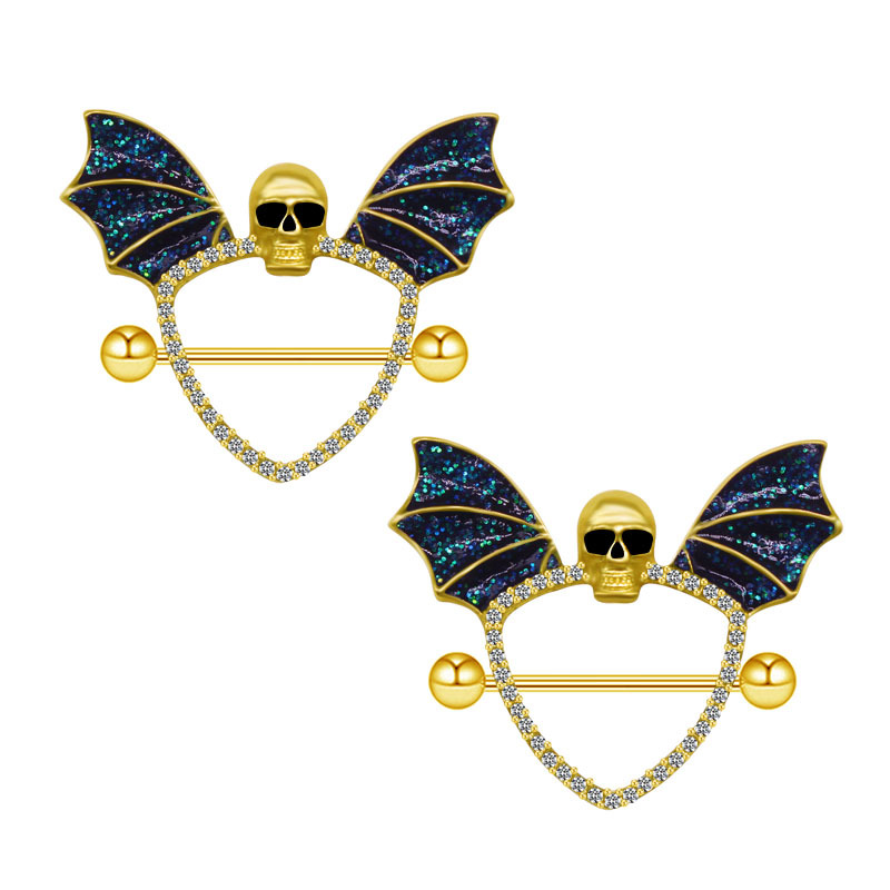 Bling Skull Wing Bat Black Nip - đánh giá và giá Body Piercing Quality Jewelry