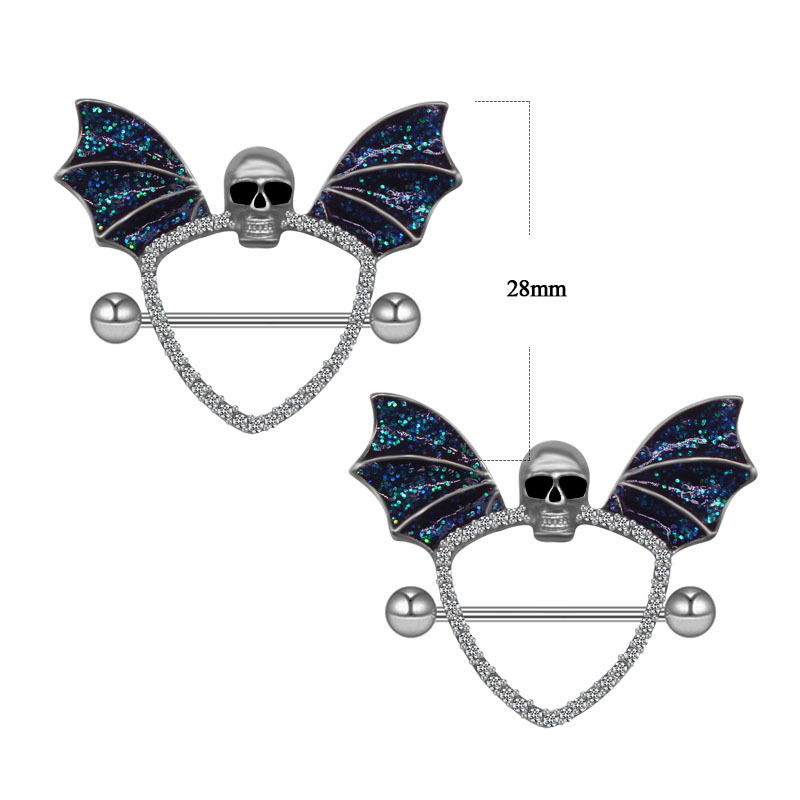 Bling Skull Wing Bat Black Nip - đánh giá và giá Body Piercing Quality Jewelry