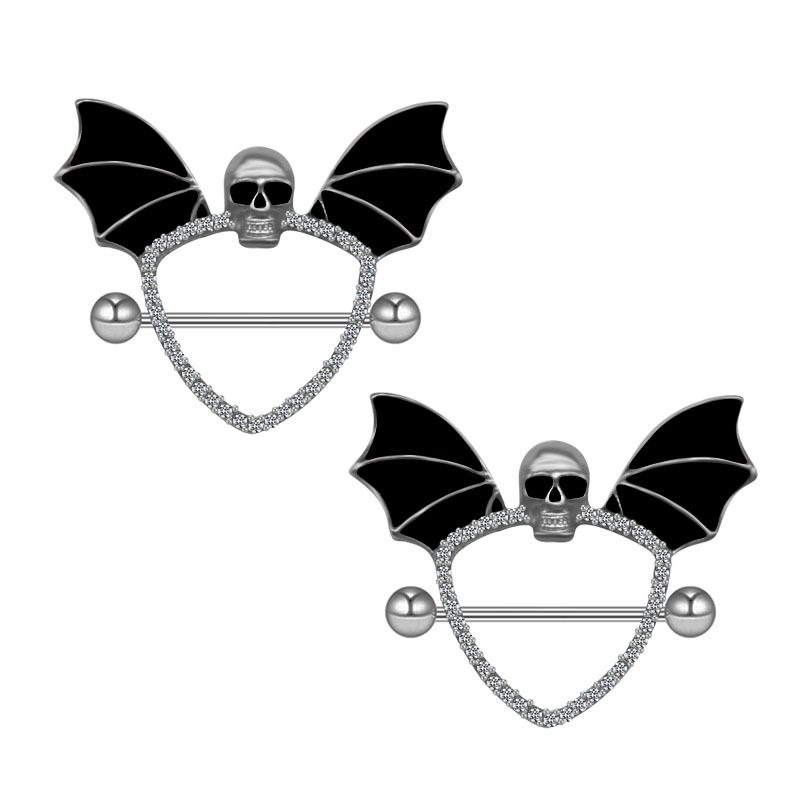 Bling Skull Wing Bat Black Nip - đánh giá và giá Body Piercing Quality Jewelry