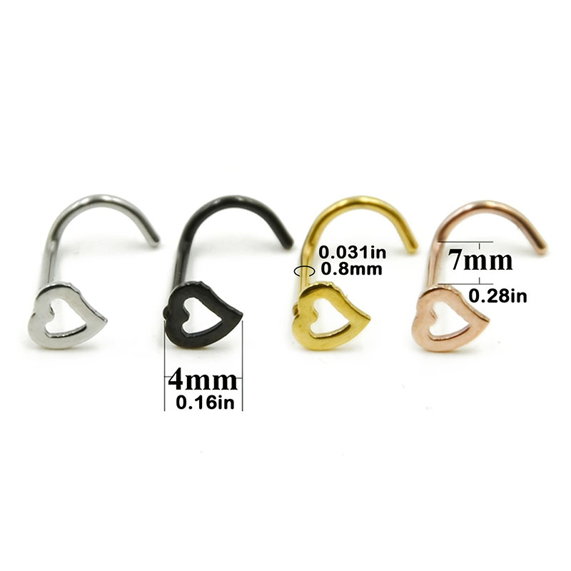 5pcs Hollow Heart Nose Stud Se - đánh giá và giá Nostril Screw Pin