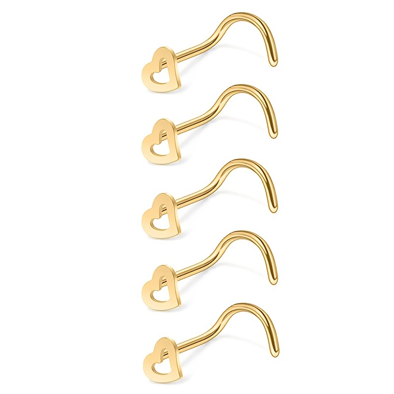 5pcs Hollow Heart Nose Stud Se - đánh giá và giá Nostril Screw Pin