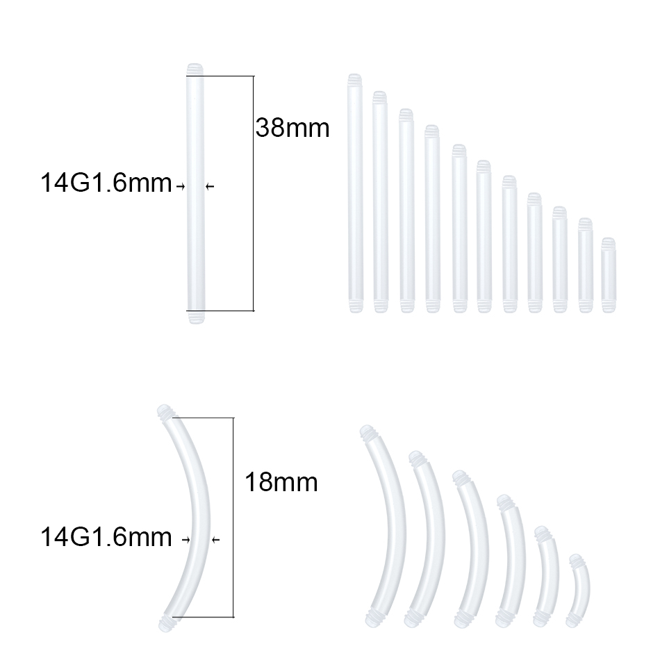 100 cái/lốc Inox 14G 16G Lông  - đánh giá và giá Nipple Bar Curved