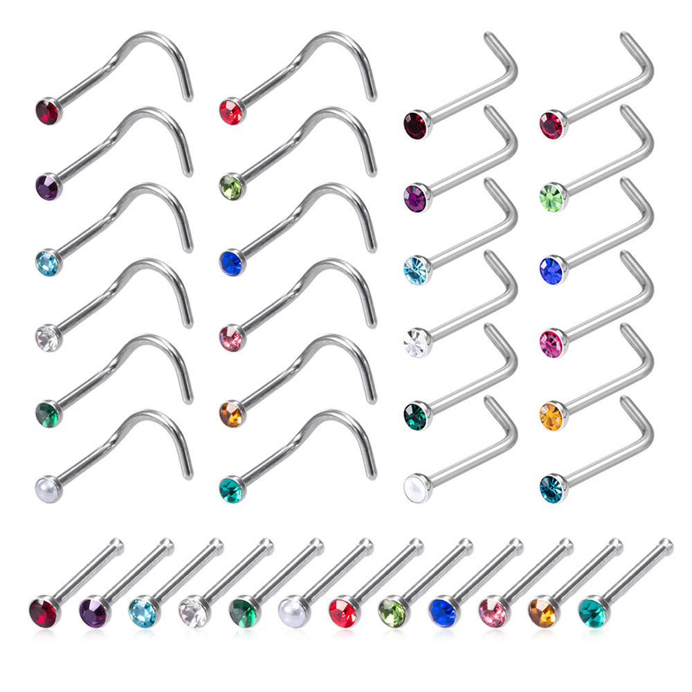 12PCS Birthstone CZ Nose Stud  - đánh giá và giá Nostril Screw Pin