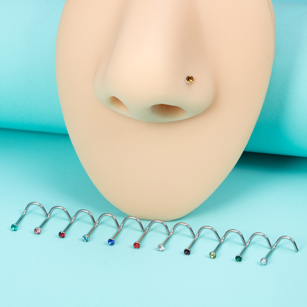 12PCS Birthstone CZ Nose Stud  - đánh giá và giá Nostril Screw Pin